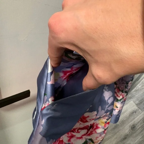 Soieblu Blue Satin Floral Fit-and-Flare Mini Dress - Picture 3 of 8